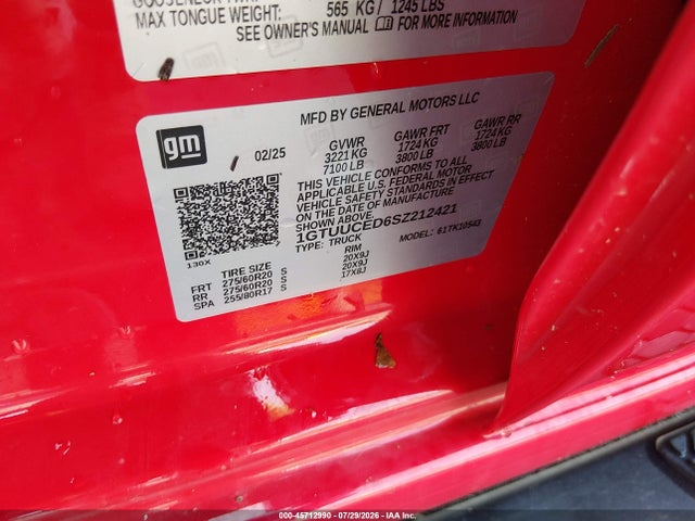 Продажа на аукционе авто 2025 Gmc Sierra 1500 4wd  Short Box Elevation With 3sb, vin: 1GTUUCED6SZ212421, номер лота: 45712990