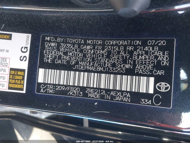 Toyota COROLLA LE 2021 JTDEPMAE8MJ133253 Image 9