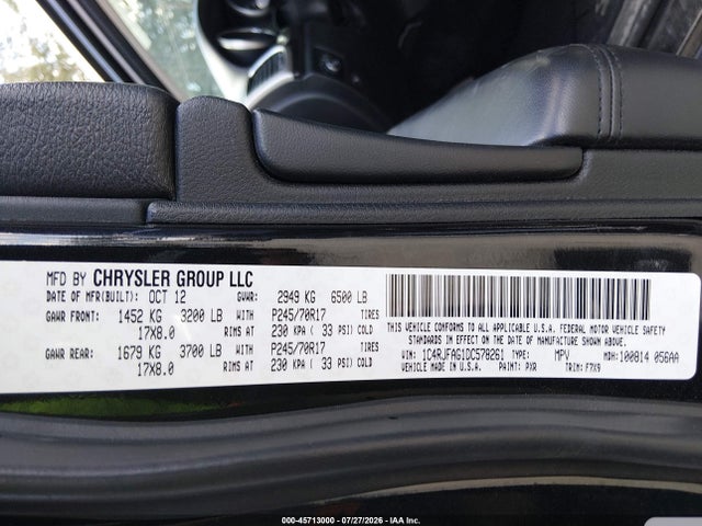 Продажа на аукционе авто 2013 Jeep Grand Cherokee Laredo, vin: 1C4RJFAG1DC578261, номер лота: 45713000