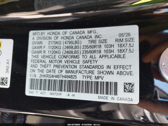 Honda Cr-v Ex Awd 2026 2HKRS4H46TH494825 Image 9
