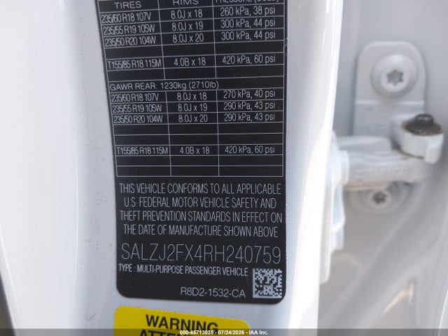 SALZJ2FX4RH240759 Land Rover Range Rover Evoque Core S