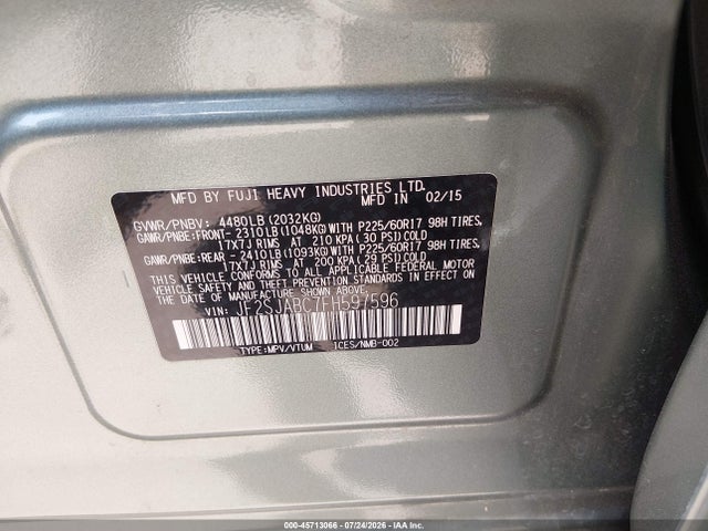 JF2SJABC7FH597596 Subaru Forester 2.5i