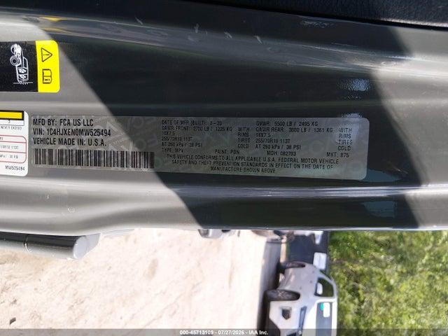 45713109 :رقم المزاد ، 1C4HJXEN0MW525494 vin ، 2021 Jeep Wrangler Unlimited Sahara 4x4 مزاد بيع