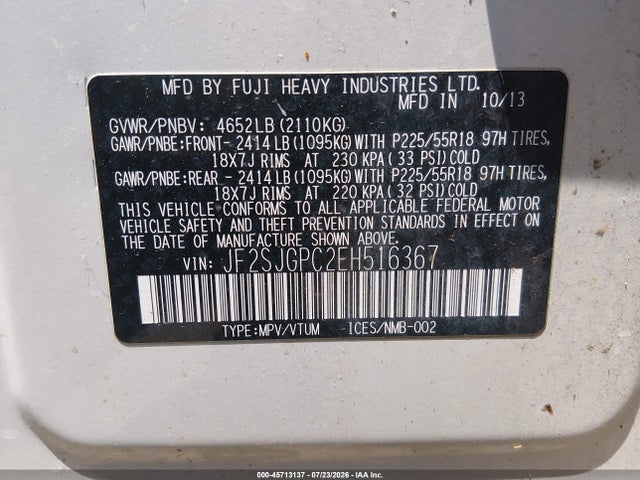 Продажа на аукционе авто 2014 Subaru Forester 2.0xt Touring, vin: JF2SJGPC2EH516367, номер лота: 45713137