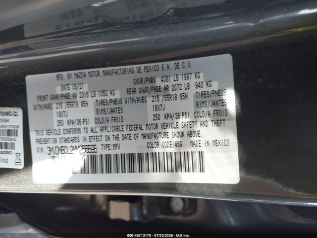 Продажа на аукционе авто 2021 Mazda Cx-30 Preferred, vin: 3MVDMBCL2MM266595, номер лота: 45713175