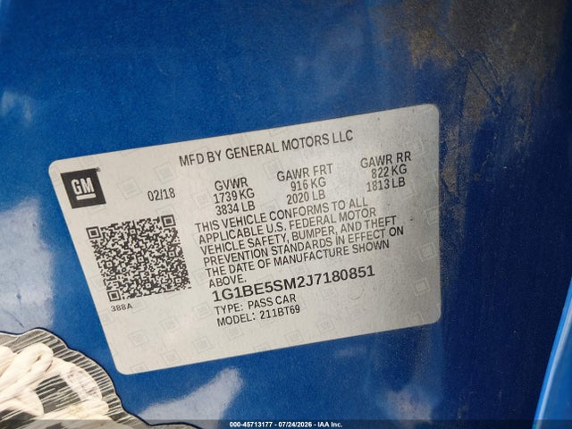 1G1BE5SM2J7180851 Chevrolet Cruze Lt Auto