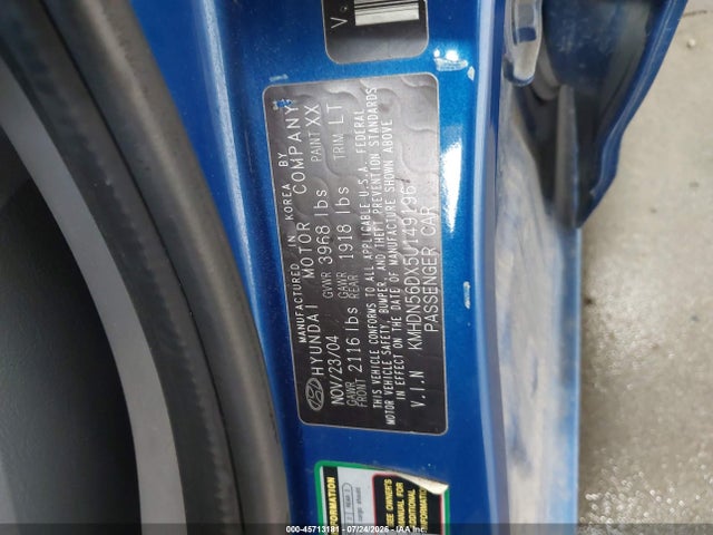 45713181 :رقم المزاد ، KMHDN56DX5U149196 vin ، 2005 Hyundai Elantra Gls/gt مزاد بيع