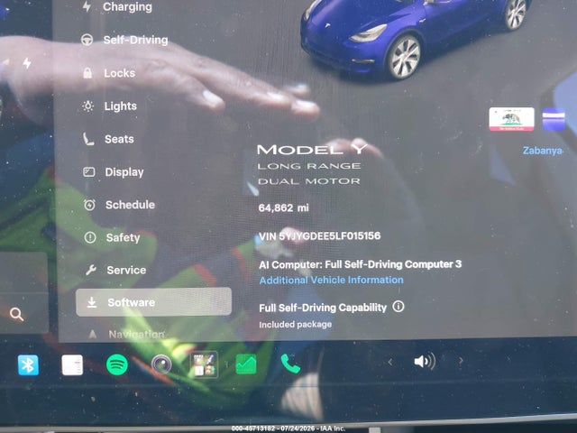 45713182 :رقم المزاد ، 5YJYGDEE5LF015156 vin ، 2020 Tesla Model Y Long Range Dual Motor All-wheel Drive مزاد بيع