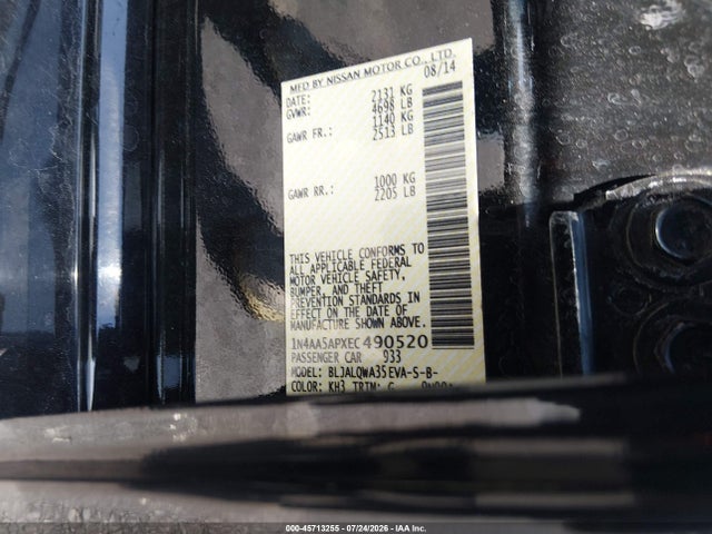 Nissan Maxima 3.5 S 2014 1N4AA5APXEC490520 Image 9