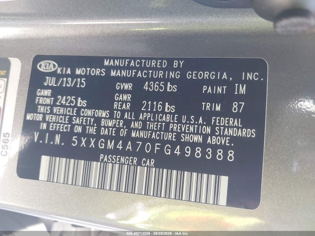 KIA Optima Lx 2015 5XXGM4A70FG498388 Image 9