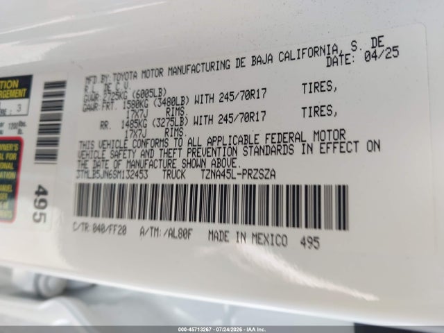 Toyota Tacoma Sr5 2025 3TMLB5JN6SM132453 Image 9