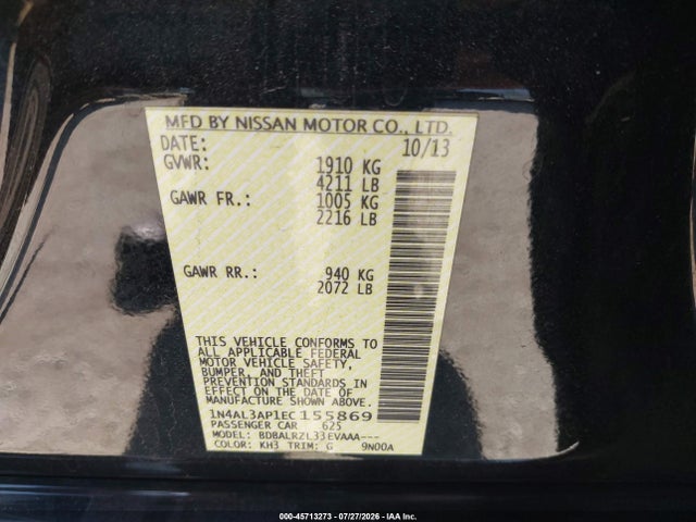 Nissan Altima 2.5 S 2014 1N4AL3AP1EC155869 Image 9