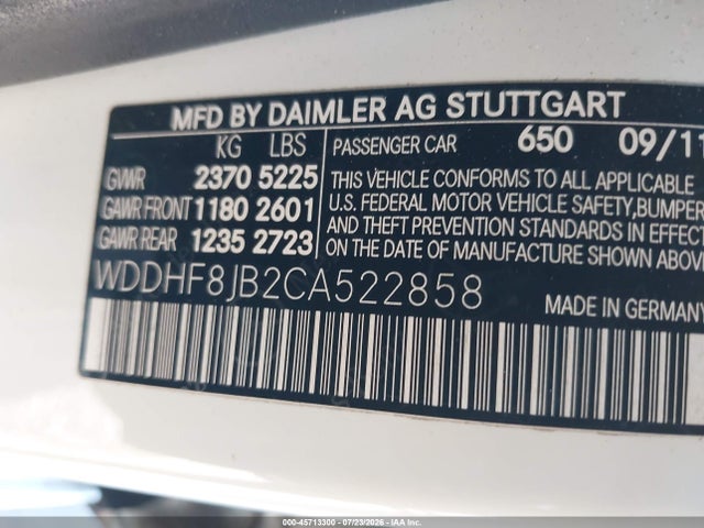 Aukcja sprzedaży 2012 Mercedes-benz E 350 4matic, vin: WDDHF8JB2CA522858, numer aukcji: 45713300