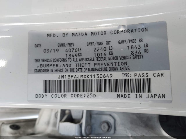 Mazda MAZDA3 2019 JM1BPAJMXK1130649 Image 9