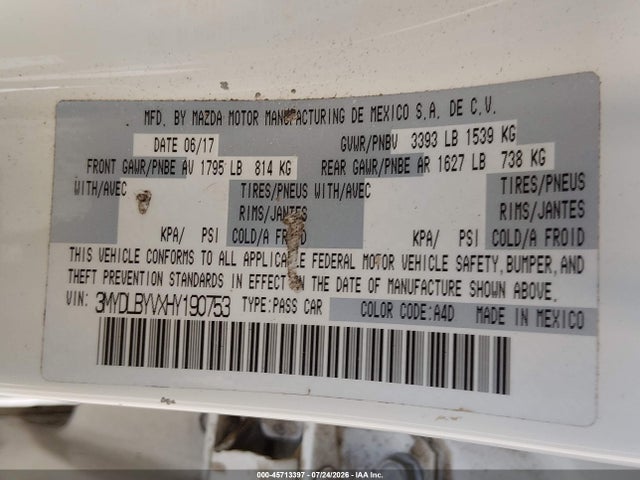 3MYDLBYVXHY190753 Toyota YARIS IA