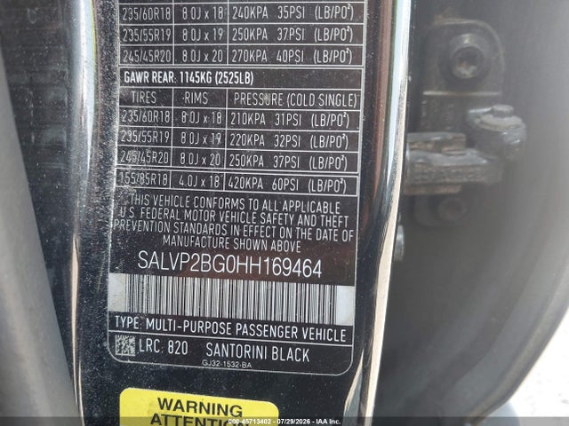 Продаж на аукціоні авто 2017 Land Rover Range Rover Evoque Se/se Premium, vin: SALVP2BG0HH169464, номер лоту: 45713402