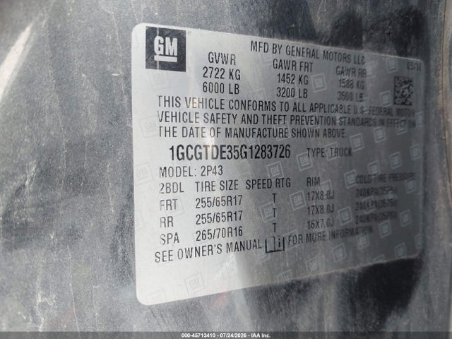 1GCGTDE35G1283726 Chevrolet Colorado 4wd Z71
