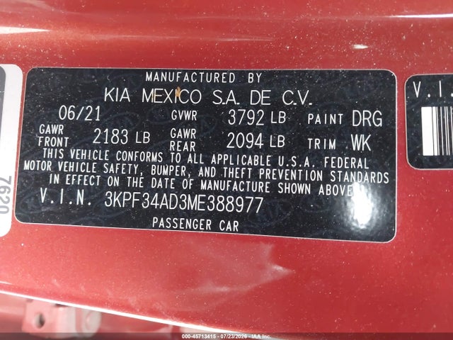 KIA Forte Gt-line 2021 3KPF34AD3ME388977 Image 9