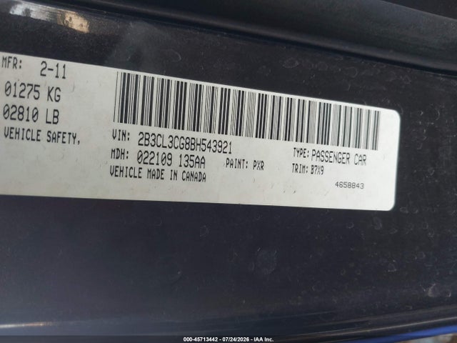 Продаж на аукціоні авто 2011 Dodge Charger, vin: 2B3CL3CG8BH543921, номер лоту: 45713442
