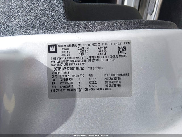 Aukcja sprzedaży 2013 Gmc Sierra 1500 Sle, vin: 3GTP1VE02DG180312, numer aukcji: 45713451