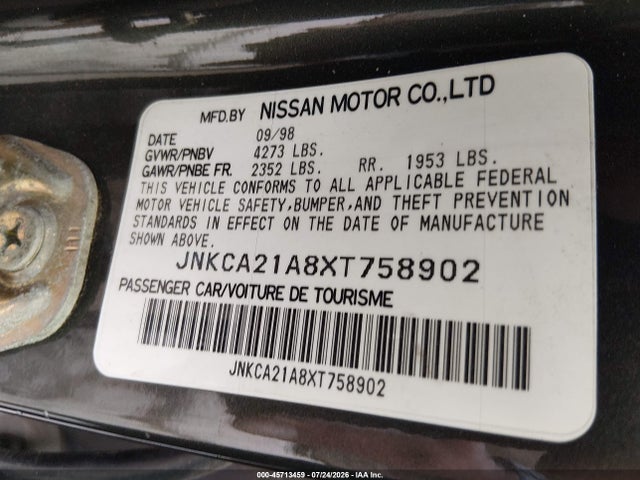Продажа на аукционе авто 1999 Infiniti I30 Limited/standard/touring, vin: JNKCA21A8XT758902, номер лота: 45713459