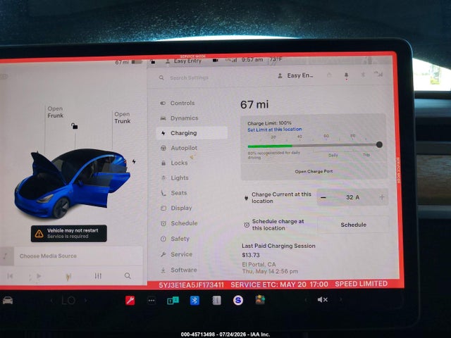 45713498 :رقم المزاد ، 5YJ3E1EA5JF173411 vin ، 2018 Tesla Model 3 Long Range/mid Range مزاد بيع