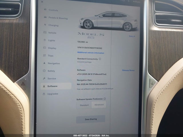 Продаж на аукціоні авто 2013 Tesla Model S, vin: 5YJSA1CN8DFP26392, номер лоту: 45713522