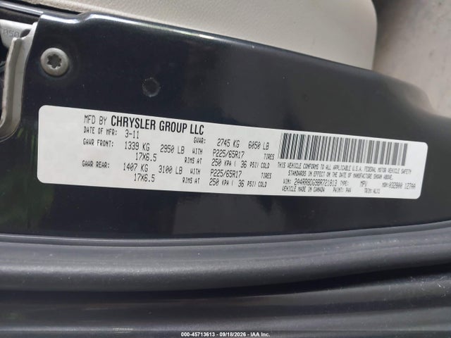 Продаж на аукціоні авто 2011 Chrysler Town & Country Touring-l, vin: 2A4RR8DG9BR721813, номер лоту: 45713613