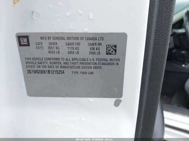 Продаж на аукціоні авто 2011 Chevrolet Impala Lt, vin: 2G1WG5EK1B1215254, номер лоту: 45713626