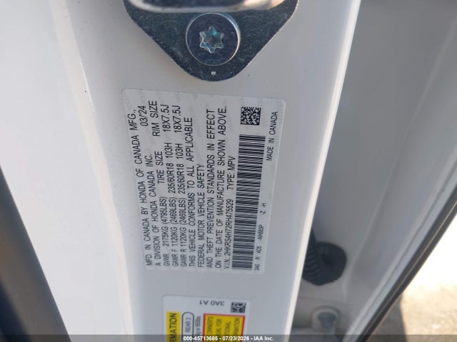2HKRS4H72RH475529 Honda Cr-v Ex-l Awd