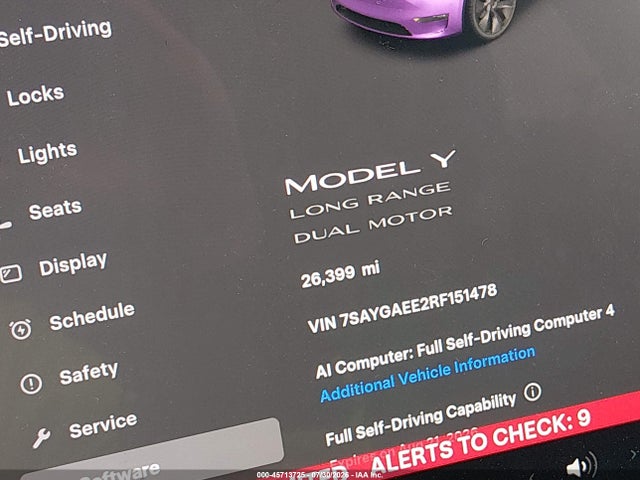 Aukcja sprzedaży 2024 Tesla Model Y Long Range Dual Motor All-wheel Drive, vin: 7SAYGAEE2RF151478, numer aukcji: 45713725