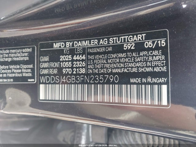 Продажа на аукционе авто 2015 Mercedes-benz Cla 250 4matic, vin: WDDSJ4GB3FN235790, номер лота: 45713741