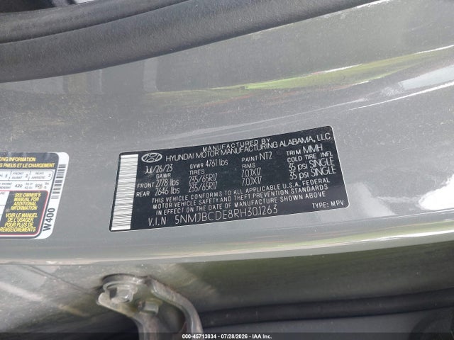 Hyundai TUCSON SEL 2024 5NMJBCDE8RH301263 Image 9