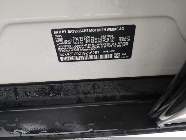 Продаж на аукціоні авто 2026 Bmw X5 Phev Xdrive50e, vin: 5UX43EU02T9216267, номер лоту: 45713856