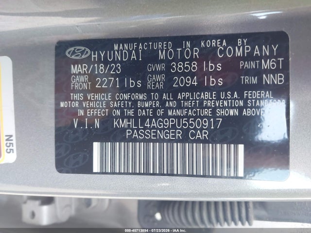 Продаж на аукціоні авто 2023 Hyundai Elantra Se, vin: KMHLL4AG9PU550917, номер лоту: 45713894
