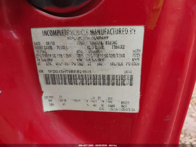 Продажа на аукционе авто 2011 Ford F-550 Chassis Xl, vin: 1FD0X5HT9BEB21893, номер лота: 45713898