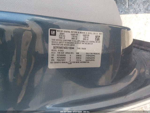 Aukcja sprzedaży 2012 Gmc Sierra 1500 Slt, vin: 3GTP2WE74CG118344, numer aukcji: 45713949