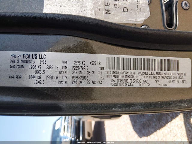 1C4NJRBB1FD279739 Jeep Patriot Sport