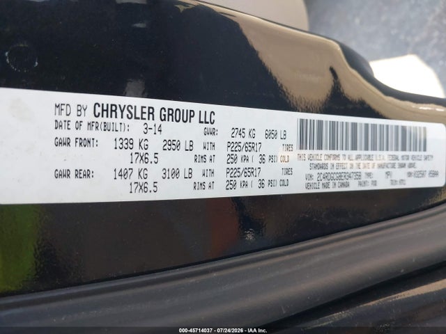 Aukcja sprzedaży 2014 Dodge Grand Caravan Sxt, vin: 2C4RDGCG8ER347358, numer aukcji: 45714037