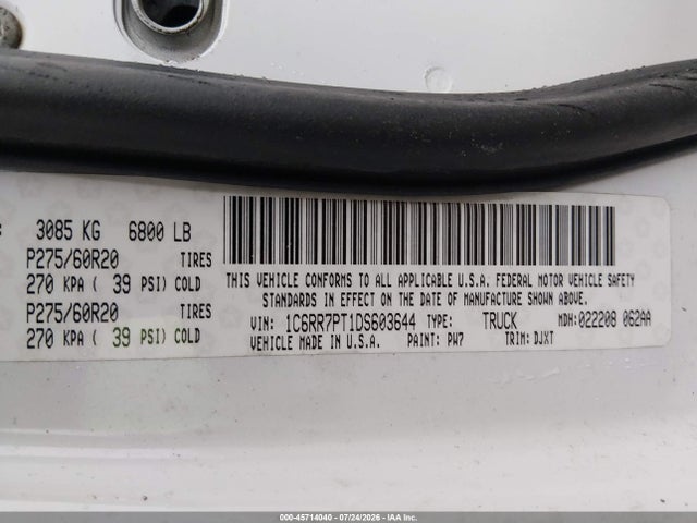Продаж на аукціоні авто 2013 Ram 1500 Laramie Longhorn Edition, vin: 1C6RR7PT1DS603644, номер лоту: 45714040