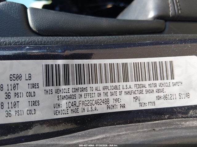 45714064 :رقم المزاد ، 1C4RJFAG2GC462488 vin ، 2016 Jeep Grand Cherokee Laredo مزاد بيع