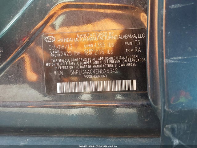 Hyundai SONATA SE 2014 5NPEC4AC4EH826342 Image 9