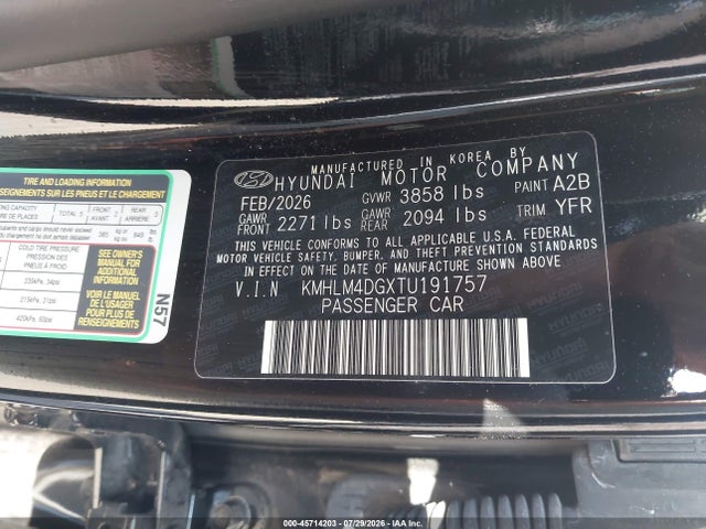 Продаж на аукціоні авто 2026 Hyundai Elantra Sel Sport, vin: KMHLM4DGXTU191757, номер лоту: 45714203