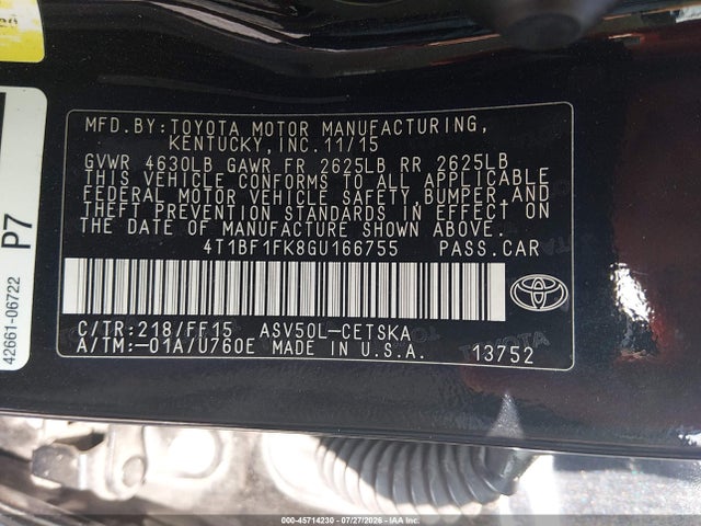 4T1BF1FK8GU166755 Toyota CAMRY SE