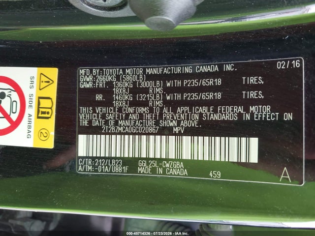 Продаж на аукціоні авто 2016 Lexus Rx 350, vin: 2T2BZMCA0GC020867, номер лоту: 45714326