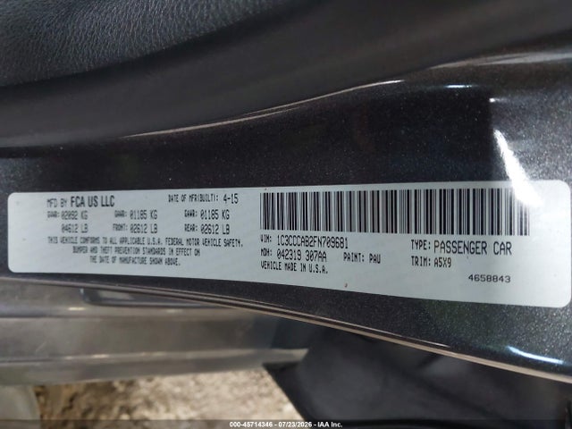 Aukcja sprzedaży 2015 Chrysler 200 Limited, vin: 1C3CCCAB2FN709681, numer aukcji: 45714346