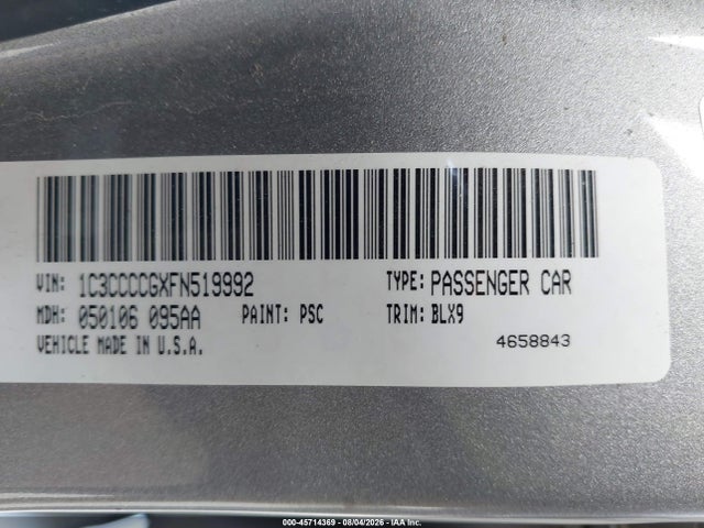 45714369 :رقم المزاد ، 1C3CCCCGXFN519992 vin ، 2015 Chrysler 200 C مزاد بيع