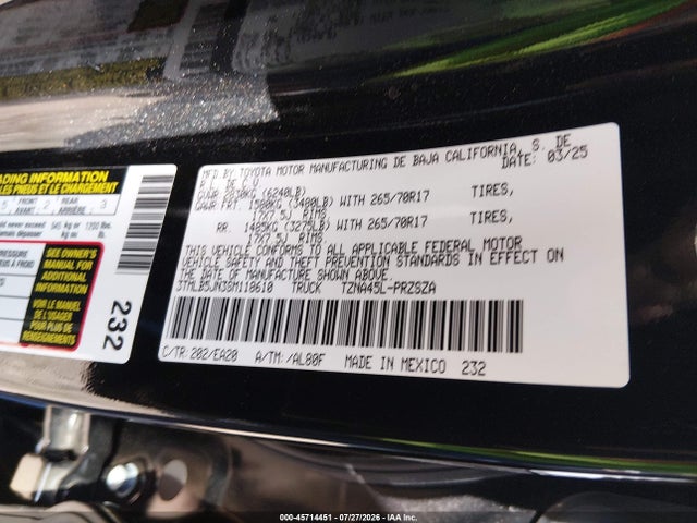 45714451 :رقم المزاد ، 3TMLB5JN3SM118610 vin ، 2025 Toyota Tacoma Trd Off Road مزاد بيع