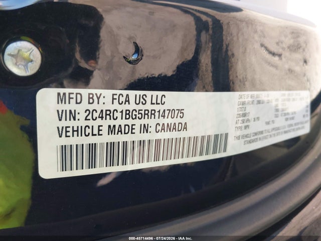 Продажа на аукционе авто 2024 Chrysler Pacifica Touring L, vin: 2C4RC1BG5RR147075, номер лота: 45714496