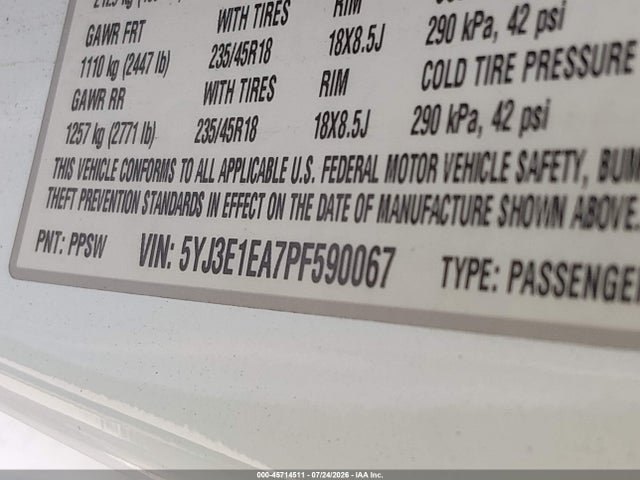 45714511 :رقم المزاد ، 5YJ3E1EA7PF590067 vin ، 2023 Tesla Model 3 Rear-wheel Drive مزاد بيع